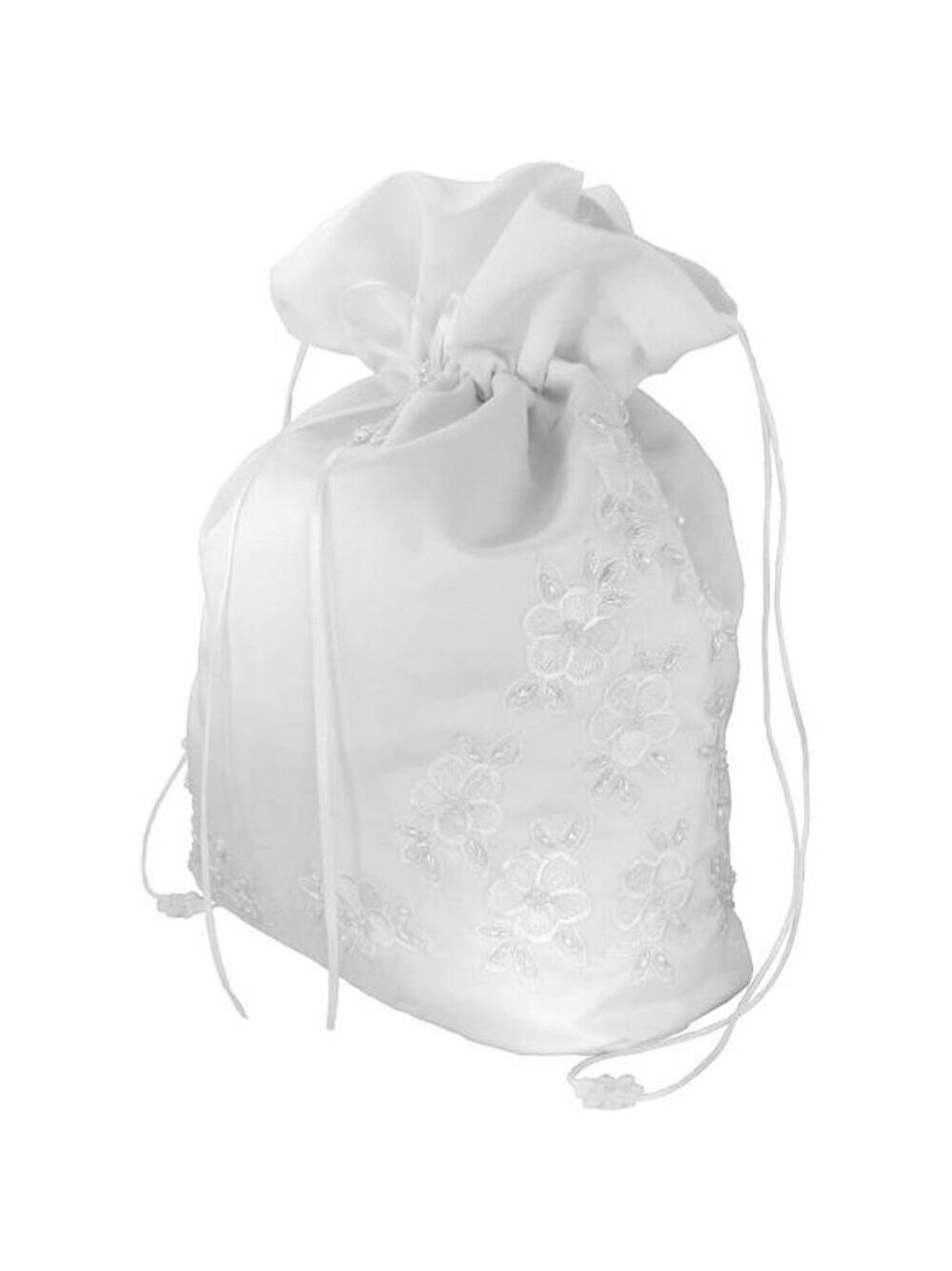 White Satin Bridal Money Bag Pearl Lace Wedding Card Envelope Purse Large